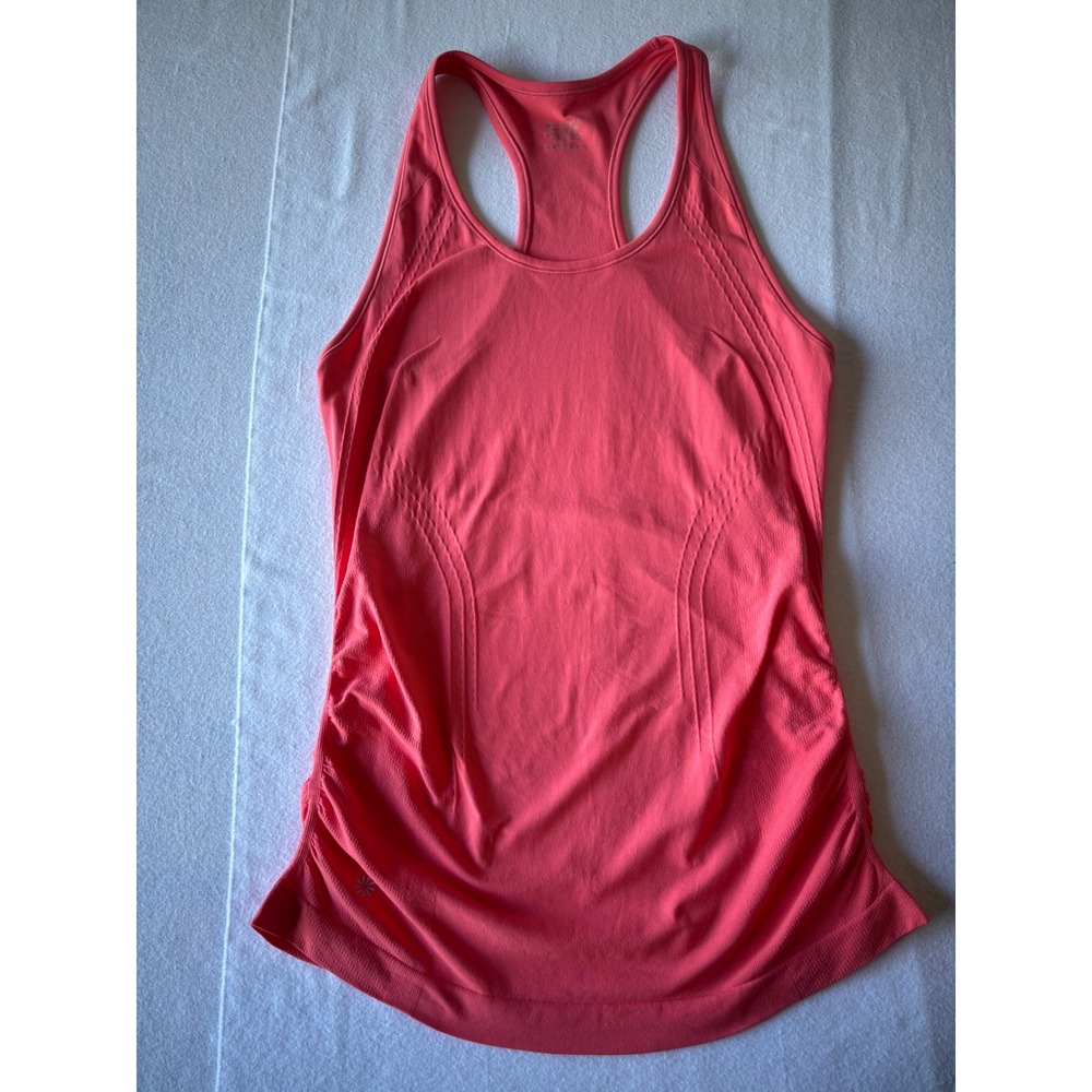 Athleta Momentum Tank Top Womens Medium Coral Pink Racerback Seamless Athletic